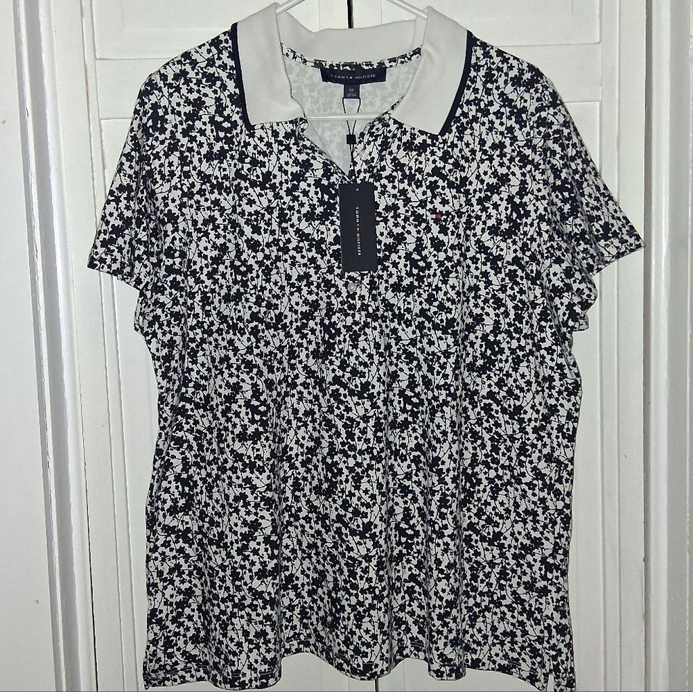 Tommy Hilfiger Navy and White Floral Button Down Shirt